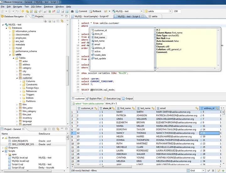 Screenshot of SQL In the DBeaver Tool